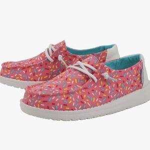 Hey Dude Wendy Pink Sprinkles Lace Up Loafers